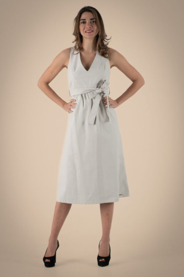 Le Vertige Εκρού Δερματίνη Αμανικό Φόρεμα