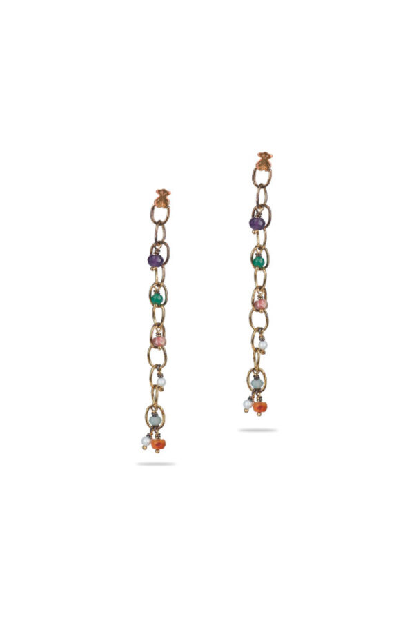 Tous Σκουλαρίκια Κρεμαστά Επιχρυσωμένα με Χρωματιστές Πέτρες