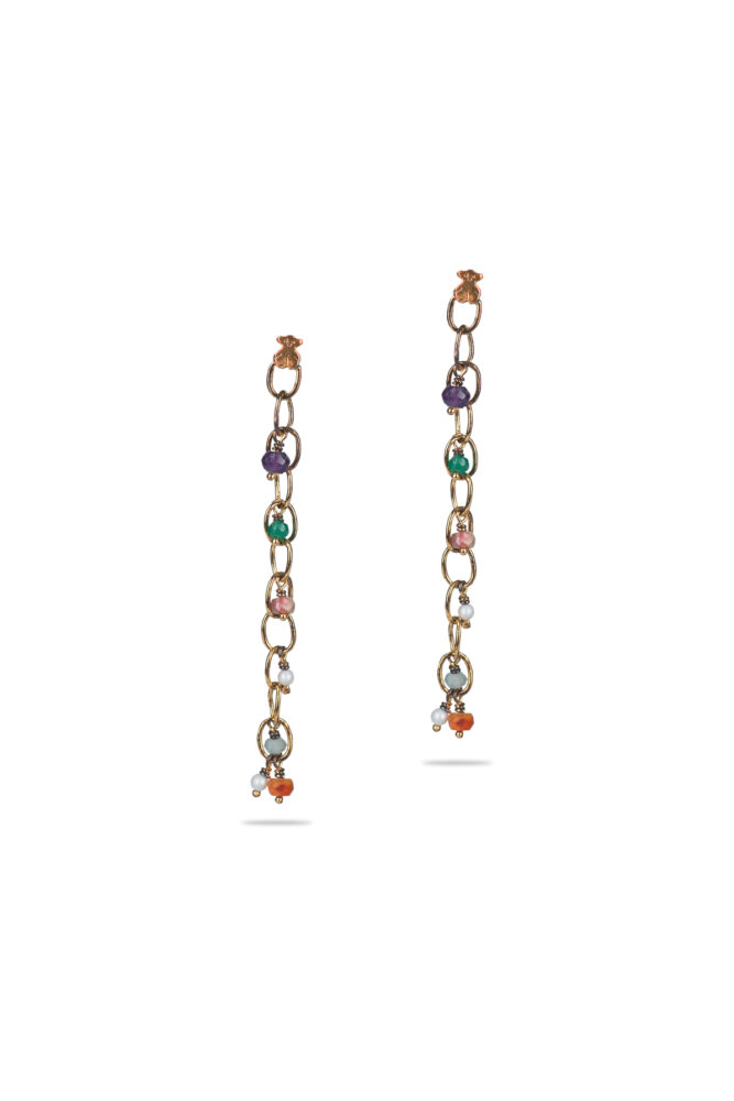 Tous Σκουλαρίκια Κρεμαστά Επιχρυσωμένα με Χρωματιστές Πέτρες