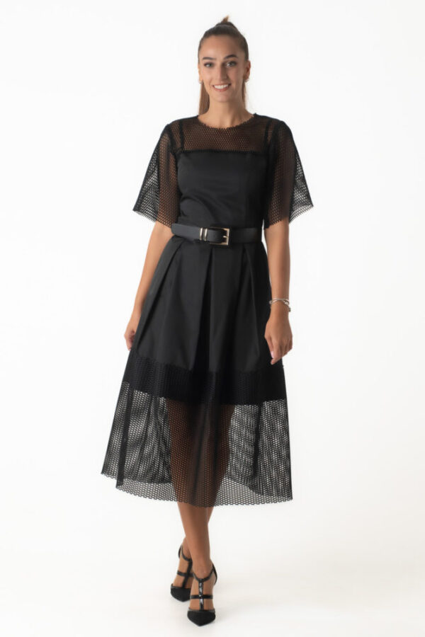 C.Manolo Μαύρο Midi Φόρεμα απο ταφτά
