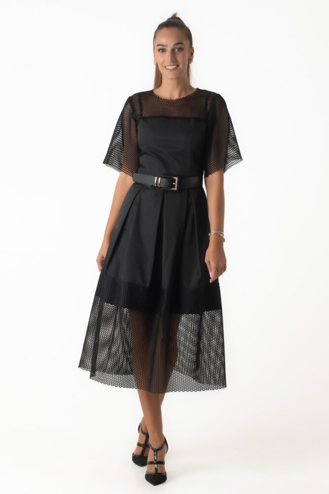 C.Manolo Μαύρο Midi Φόρεμα απο ταφτά