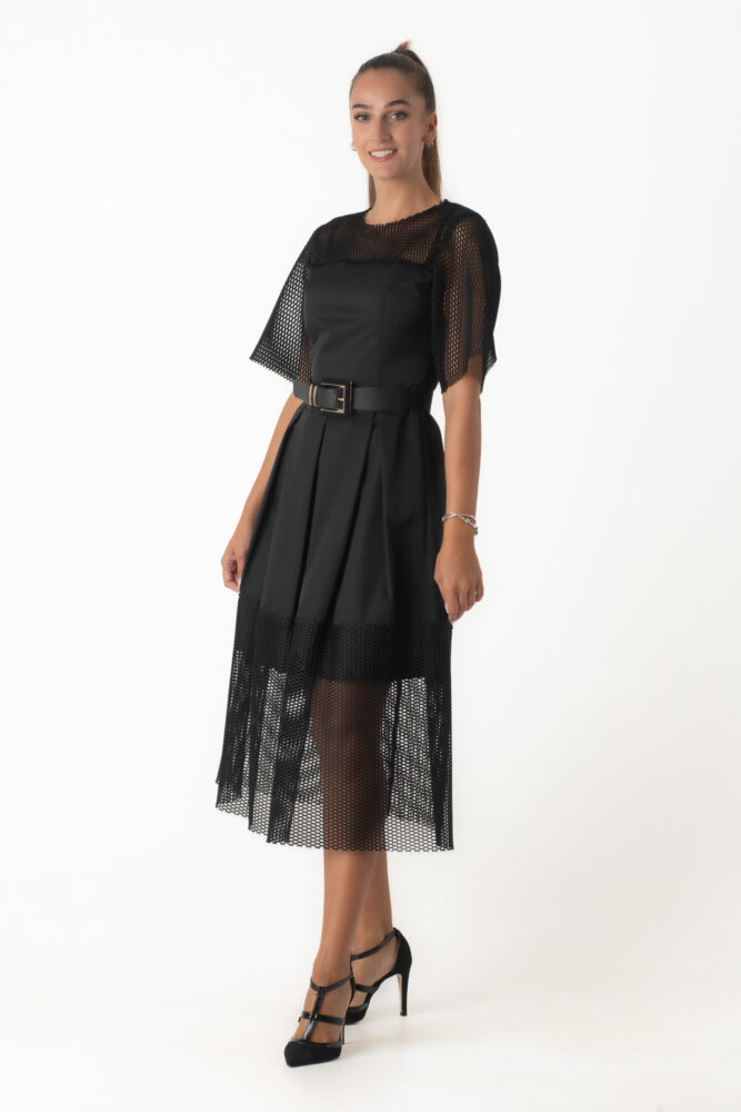 C.Manolo Μαύρο Midi Φόρεμα απο ταφτά - Image 6