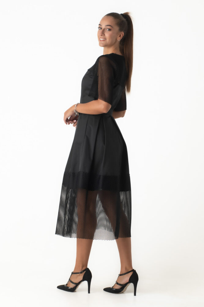 C.Manolo Μαύρο Midi Φόρεμα απο ταφτά - Image 2