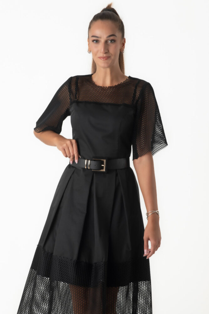 C.Manolo Μαύρο Midi Φόρεμα απο ταφτά - Image 3