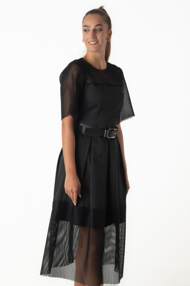 C.Manolo Μαύρο Midi Φόρεμα απο ταφτά - Image 4