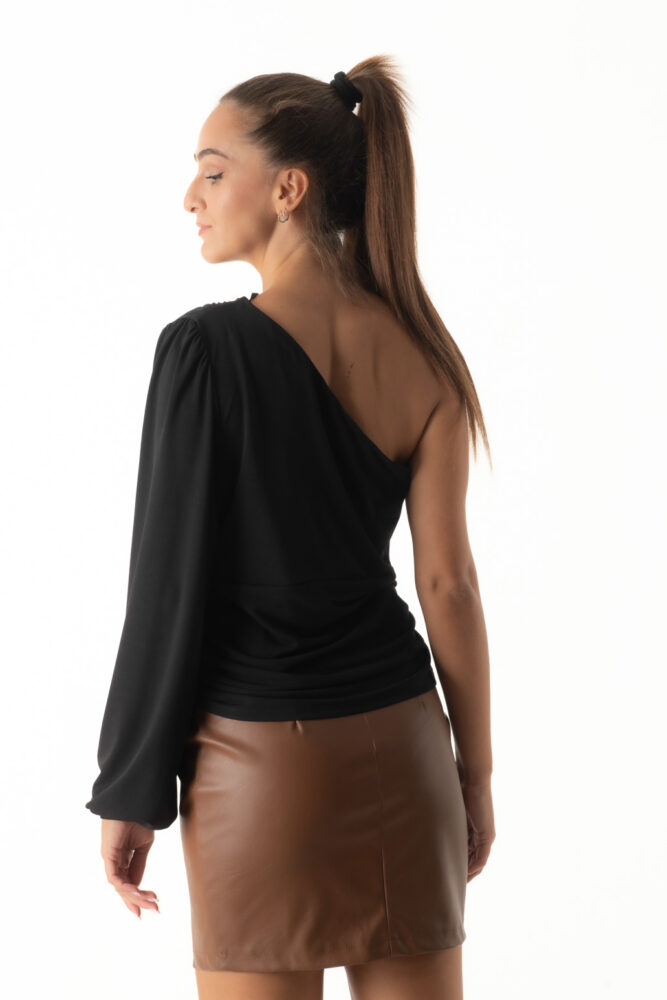 Le Vertige Μπλούζα Μονόχρωμη Mαύρο με Ένα Μανίκι - Image 2