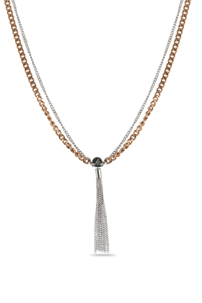 Dyrberg/Kern Αλυσίδα Λαιμού Διπλή Ροζ/Gold και Ασημί