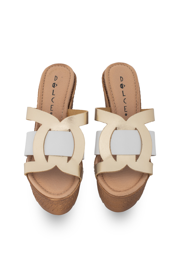 Dolce Πλατφόρμα Άσπρο/Χρυσό με Ψηλό Τακούνι - Image 3