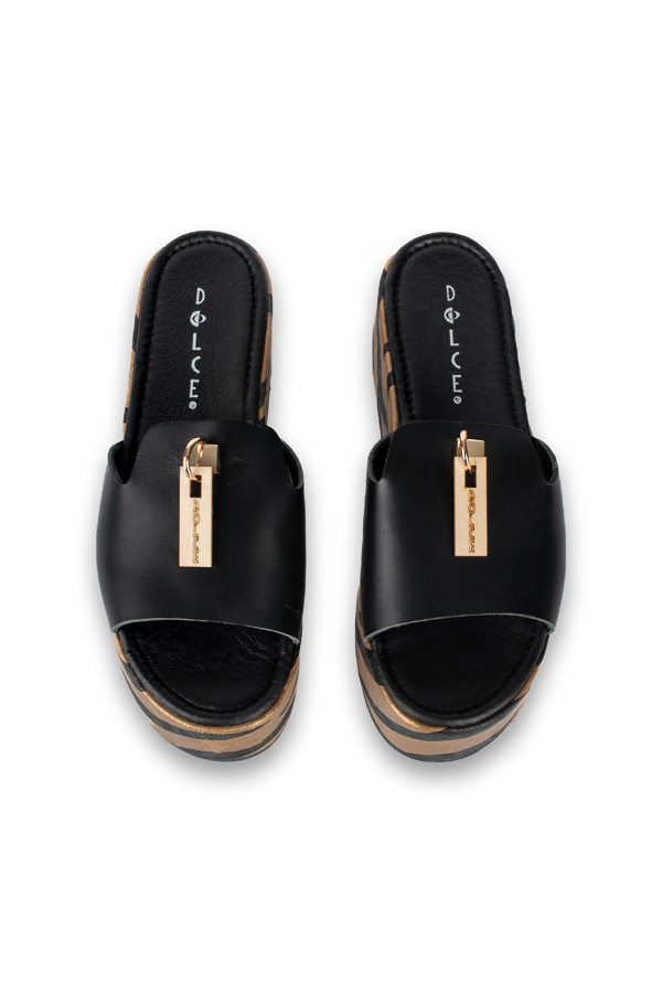 Dolce Πέδιλο Φλατφορμ Μαύρο/Χρυσό - Image 5