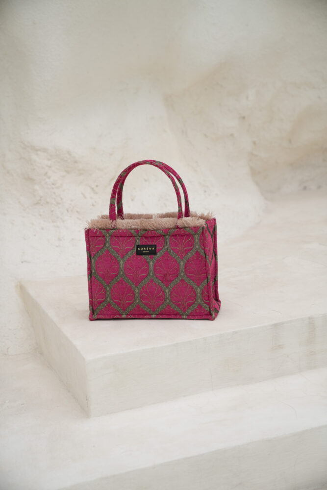 Sorena Χειροποίητη Τσάντα Sirene Tote Bag Φούξια με Χρυσό - Image 3