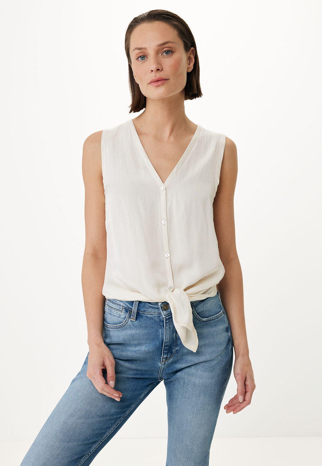 Mexx Αμάνικο Πουκάμισο Μπεζ Ανοιχτό