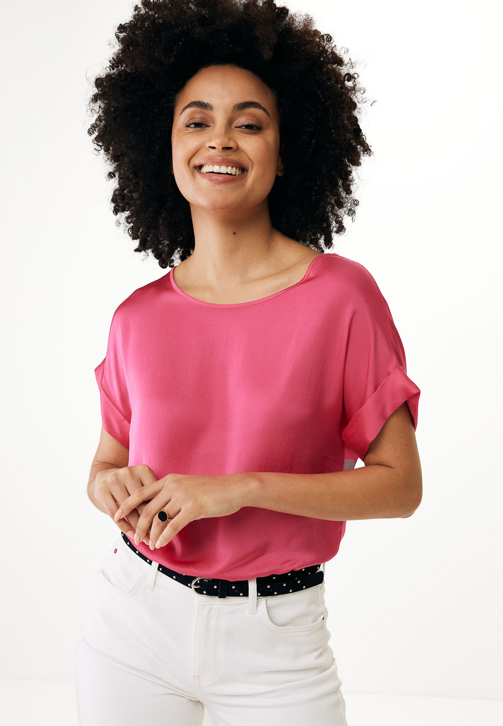 Mexx Μπλούζα Σατέν με Στρογγυλή Λαιμόκοψη Φούξια