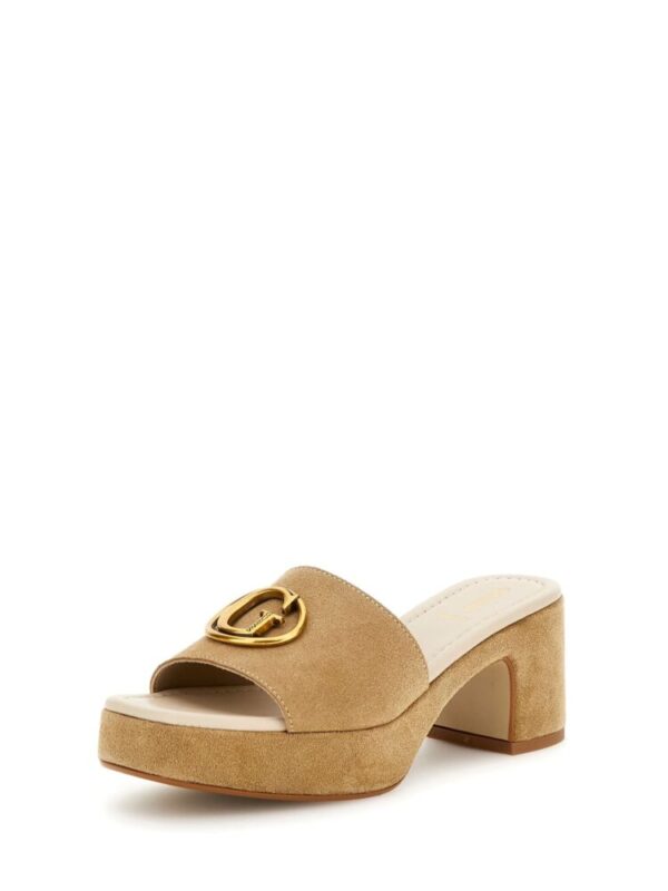 Guess Mules Μπεζ με Φιάπα και Χοντρό Τακούνι