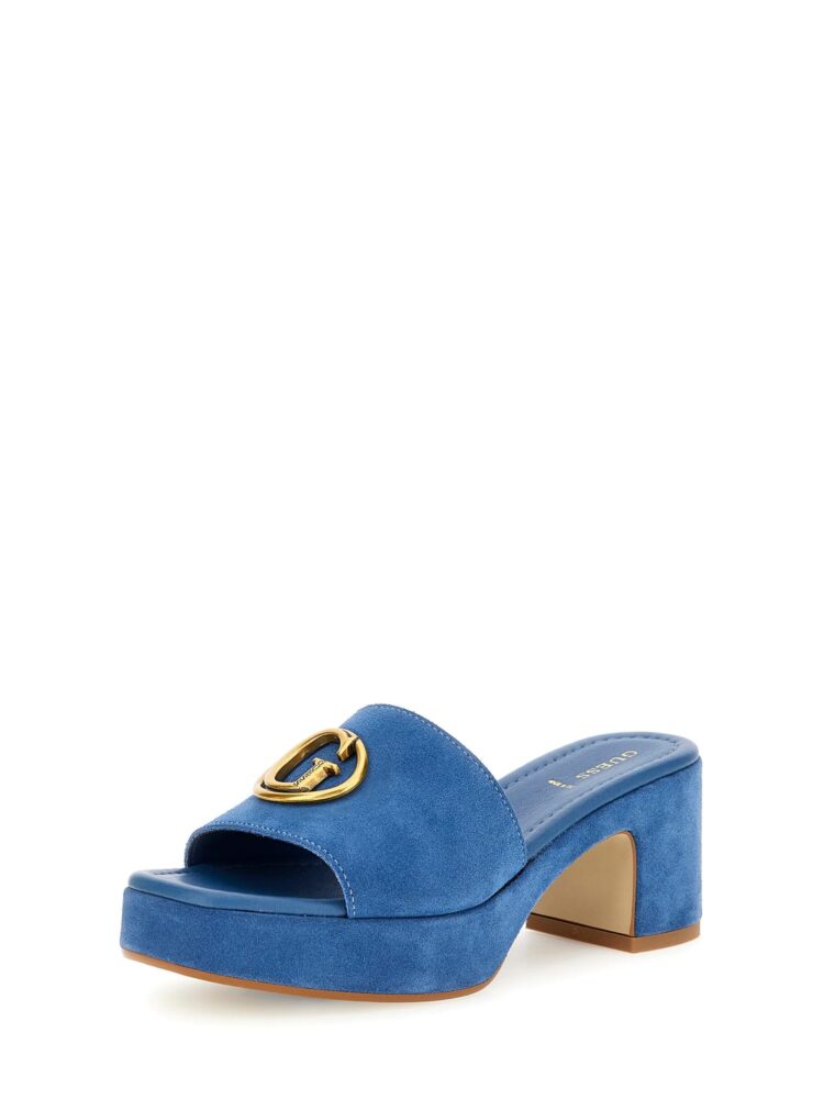 Guess Mules Μπλέ με Φιάπα και Χοντρό Τακούνι