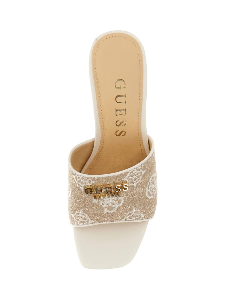 Guess Γυναικεία Λευκά Πέδιλα Gaide με Λογότυπα 4g και Peony - Image 3