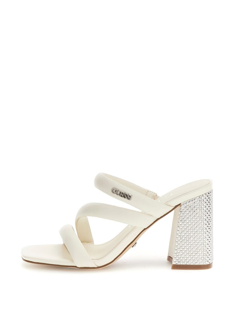 Guess Γυναικεία Πέδιλα Ganae Ιβουάρ με Στρας στο Τακούνι - Image 2