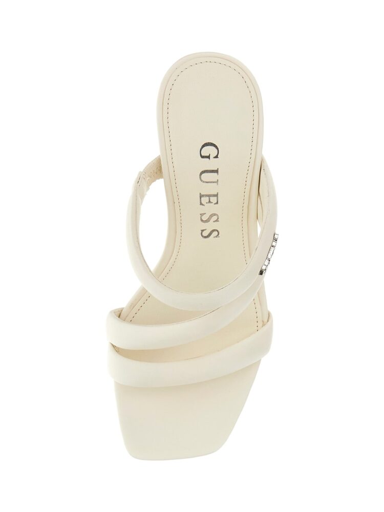 Guess Γυναικεία Πέδιλα Ganae Ιβουάρ με Στρας στο Τακούνι - Image 3
