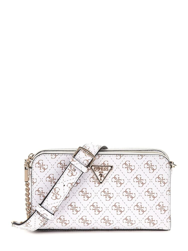 Guess Γυναικεία Τσάντα Ώμου Χιαστή Λευκή με λογότυπο