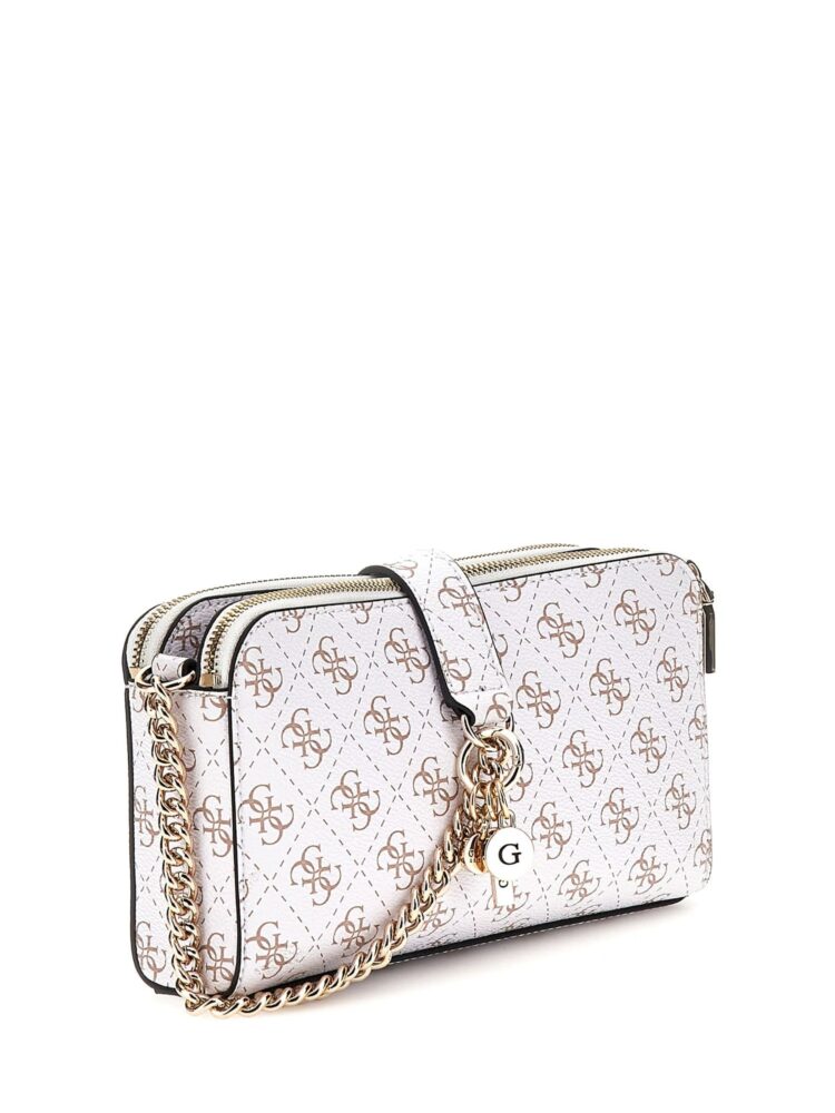 Guess Γυναικεία Τσάντα Ώμου Χιαστή Λευκή με λογότυπο - Image 2