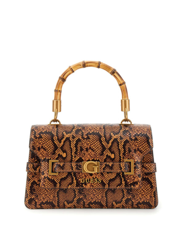 Guess Μίνι Tσάντα Xειρός Sibel Python Print Kαφέ