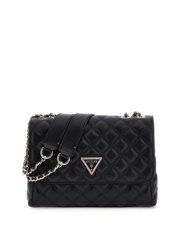 Guess Giully Convertible Flap Black Γυναικεία Mαύρη Τσάντα Ώμου