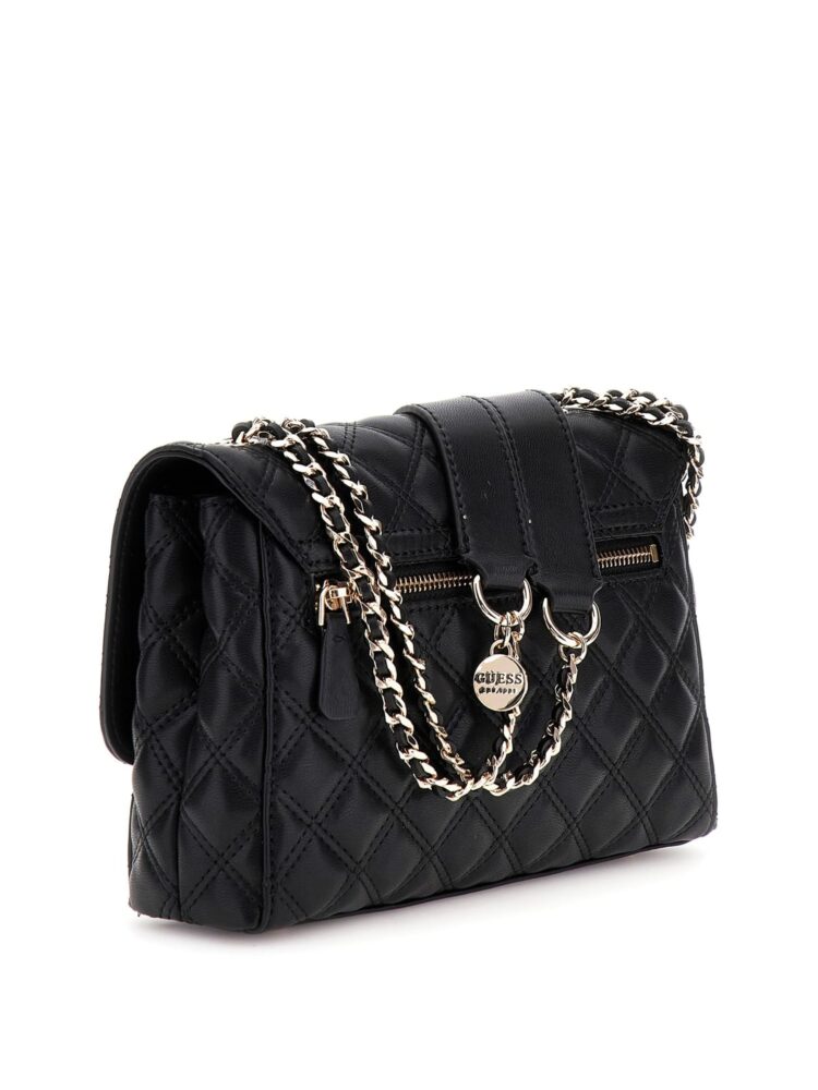Guess Giully Convertible Flap Black Γυναικεία Mαύρη Τσάντα Ώμου - Image 3