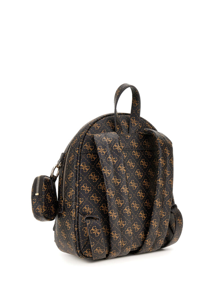 Guess Power Play Σετ Γυναικεία Τσάντα Πλάτης Mαύρη με Καφέ Λογότυπο - Image 2