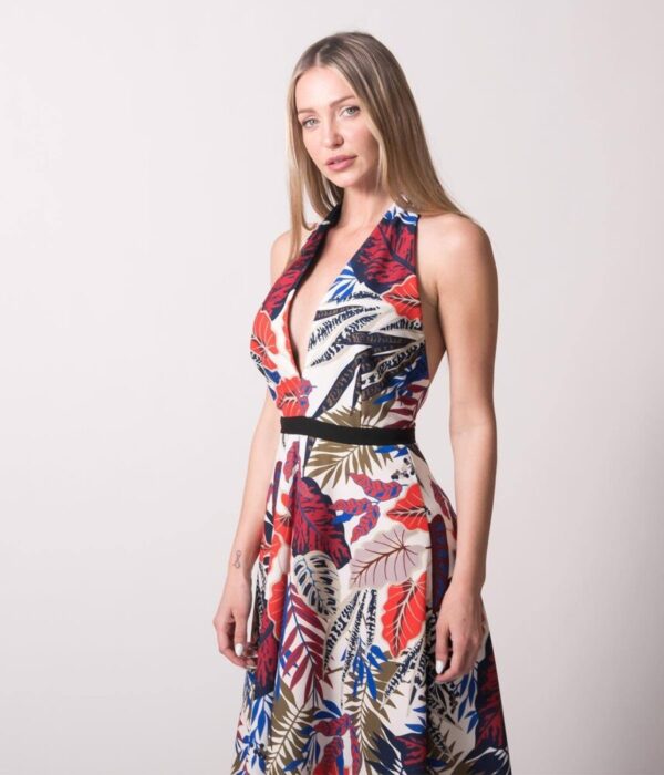 No Stress Φόρεμα Floral Εξώπλατο με δέσιμο στο λαιμό