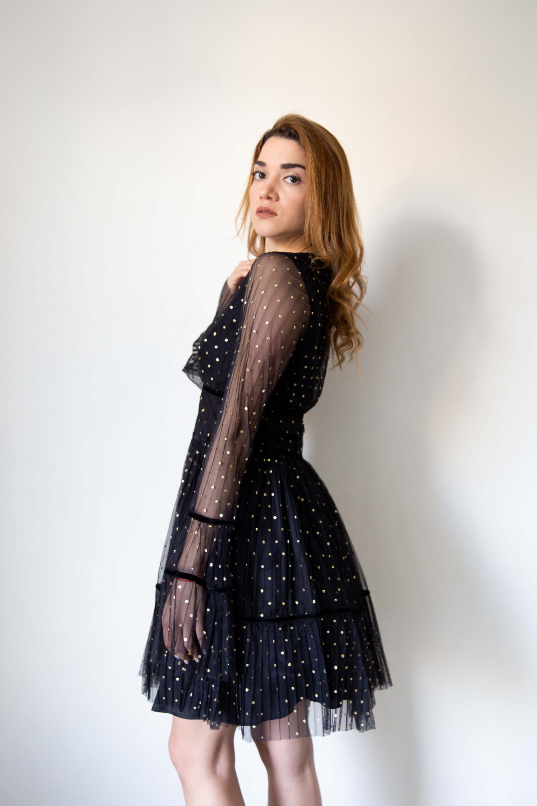 C. Manolo Μαύρο Μίνι Φόρεμα με τούλι και λαιμό V - Image 4