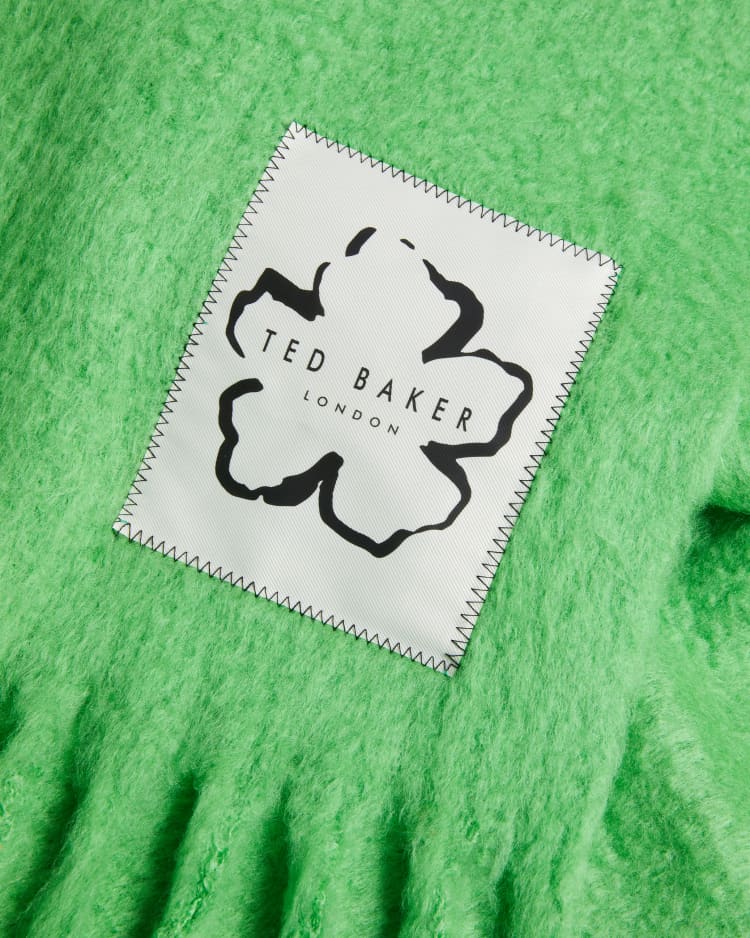 Ted Baker Πράσινο Μάλλινο Κασκόλ με κρόσια - Image 2