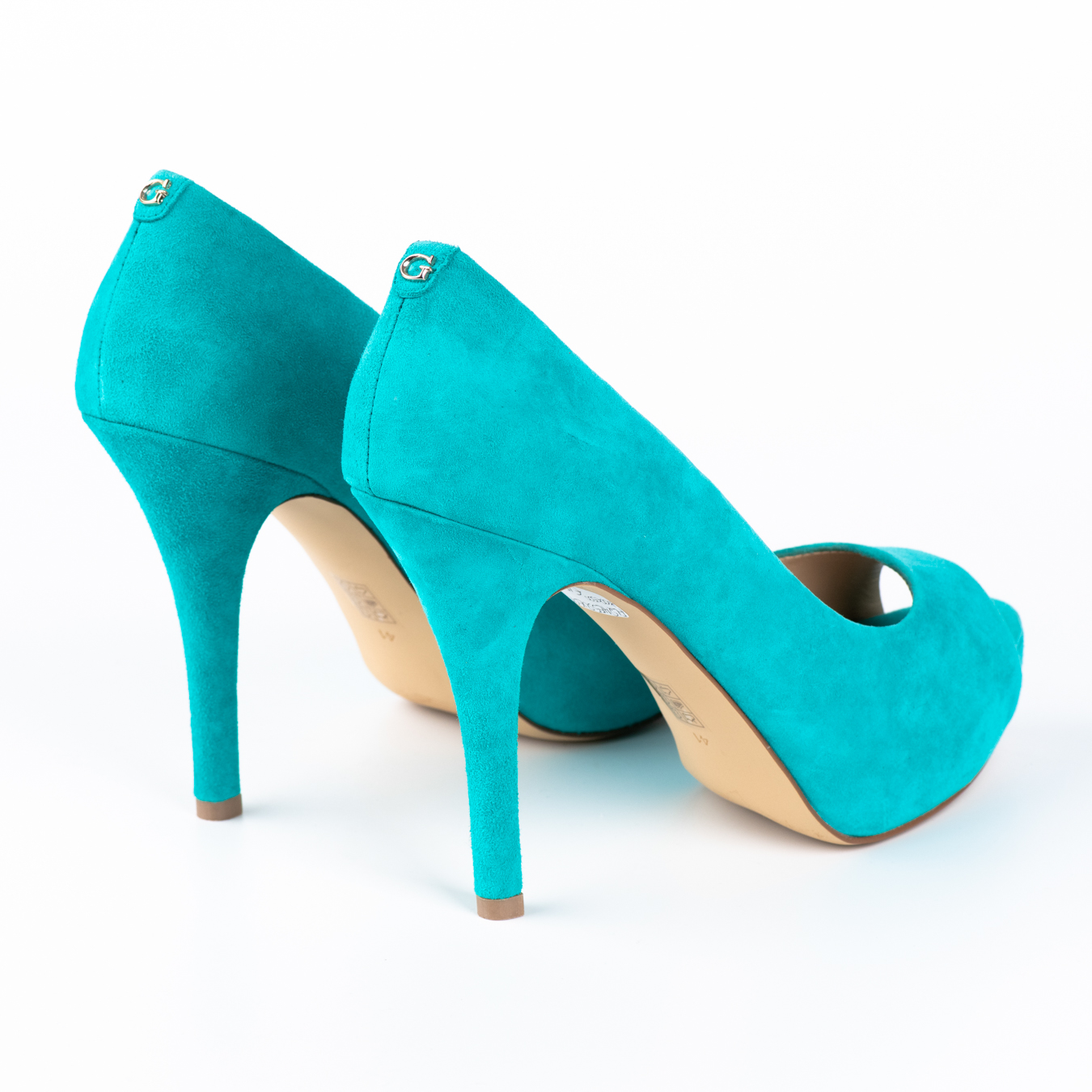 Guess Γαλαζοπράσσινες Σουέτ Γόβες Peep toe - Image 5