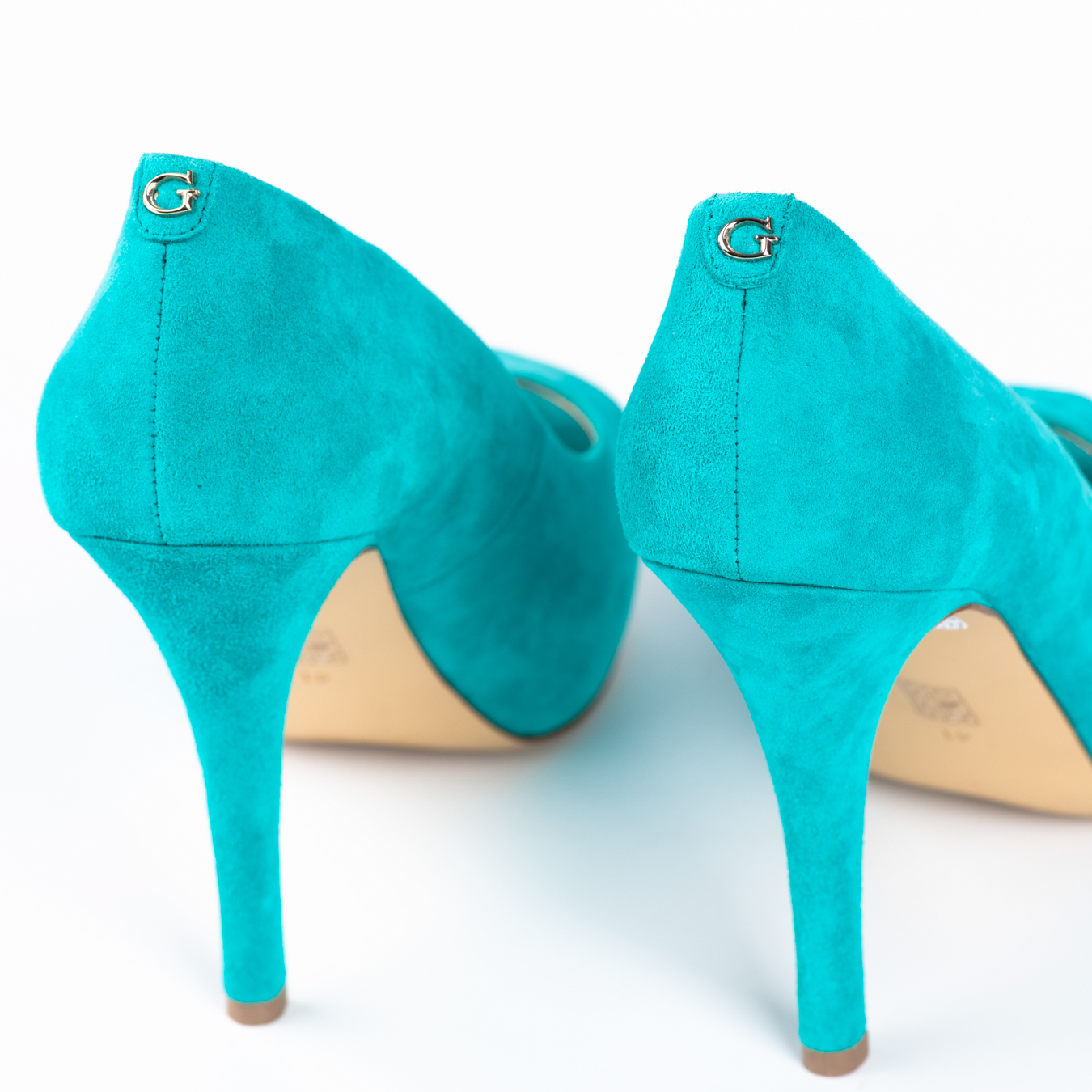 Guess Γαλαζοπράσσινες Σουέτ Γόβες Peep toe - Image 6