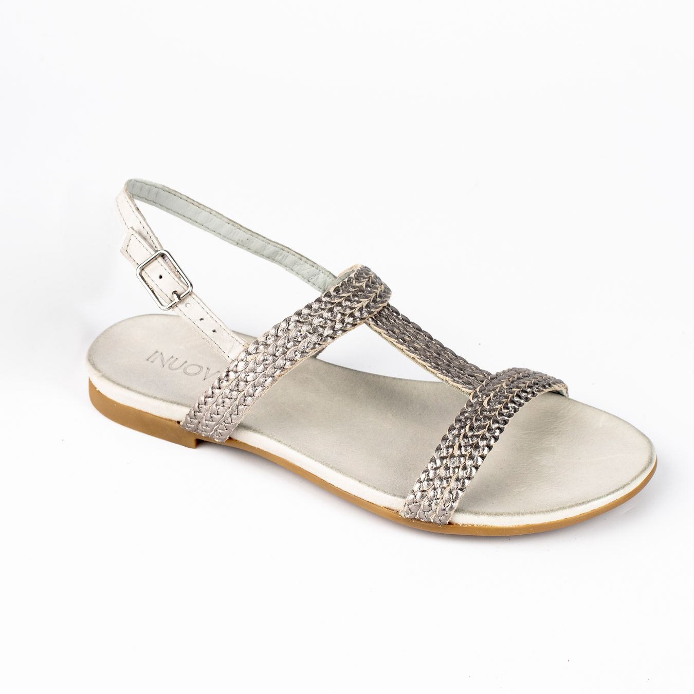 INUOVO Δερμάτινο σανδάλι με πλεξούδες