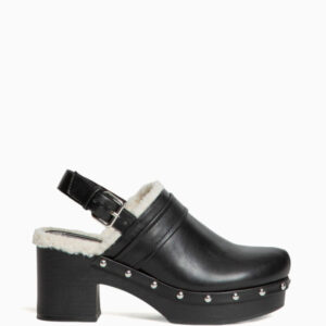 Corina Μαύρα Χειμωνιάτικα Mules με γούνα εσωτερικά