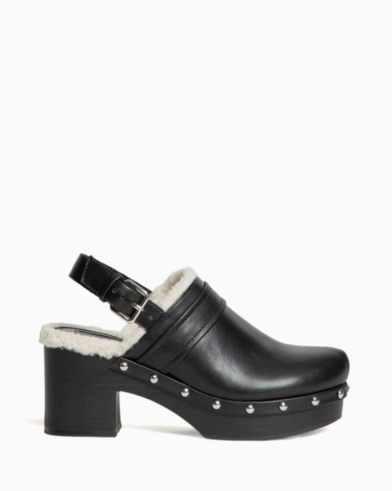 Corina Μαύρα Χειμωνιάτικα Mules με γούνα εσωτερικά