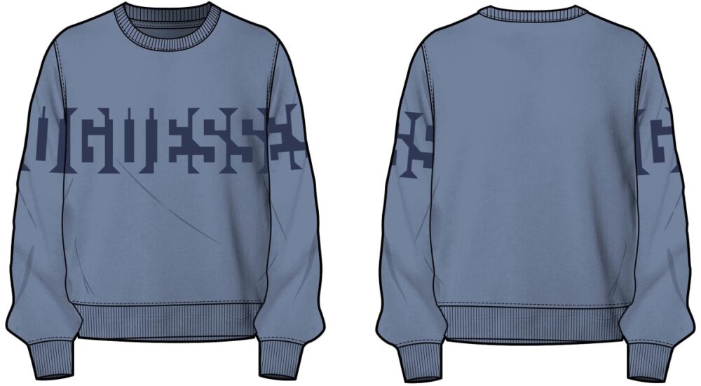 Guess Aνδρικό Φούτερ Μπλέ Ανοιχτό - Image 3