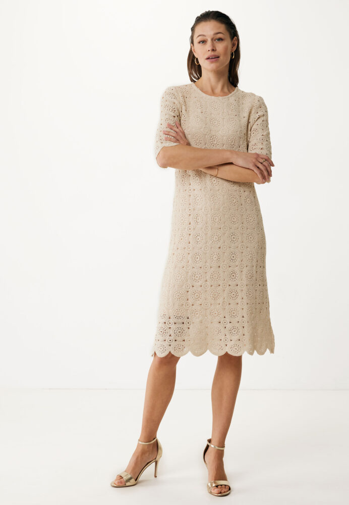 Mexx Φόρεμα Midi από Δαντέλα Μπεζ