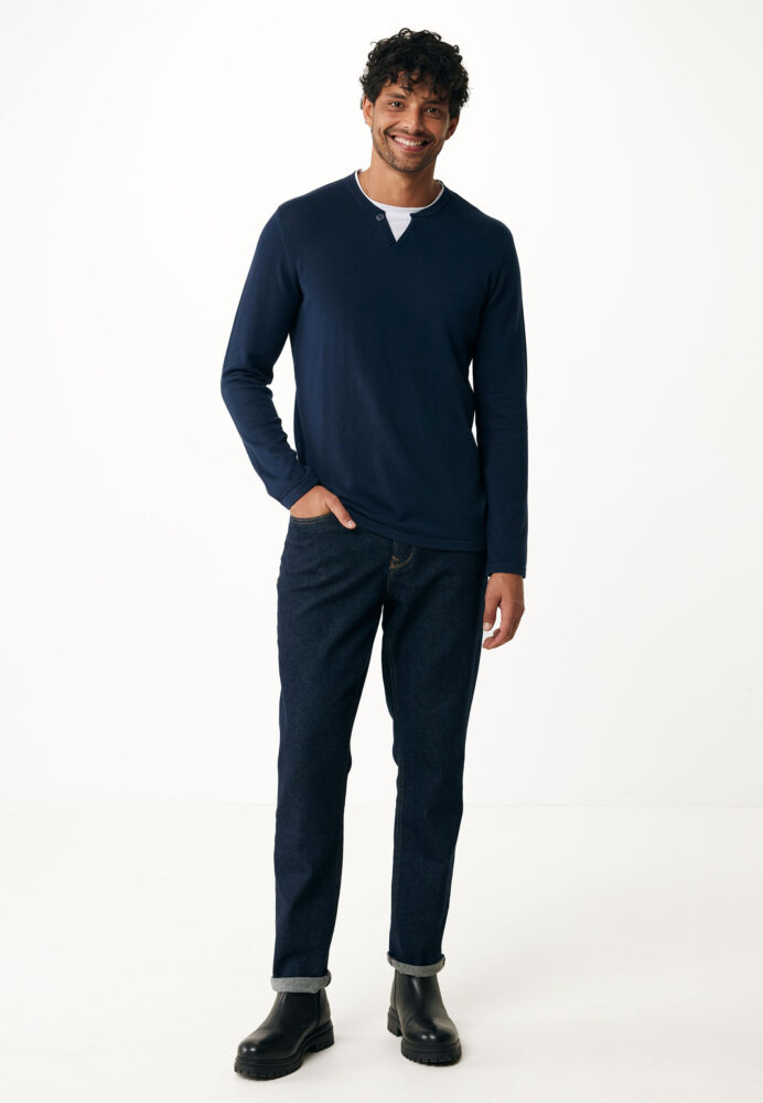 Mexx Ανδρική Μπλέ Σκούρο Μπλούζα με Λεπτομέρεια στη Λαιμόκοψη - Image 4