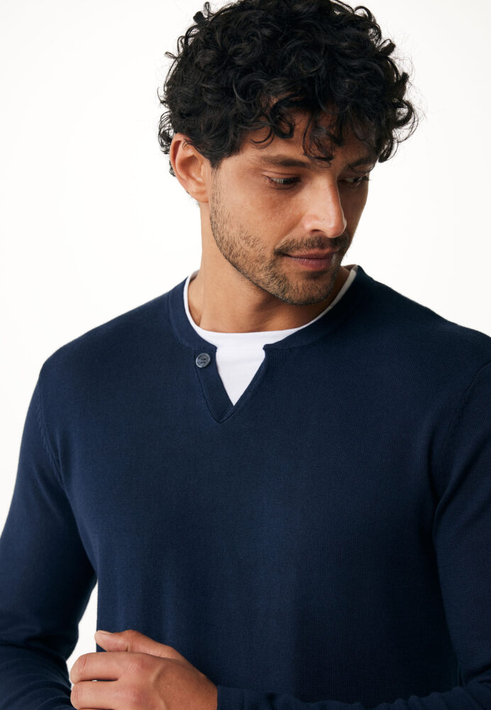 Mexx Ανδρική Μπλέ Σκούρο Μπλούζα με Λεπτομέρεια στη Λαιμόκοψη - Image 3