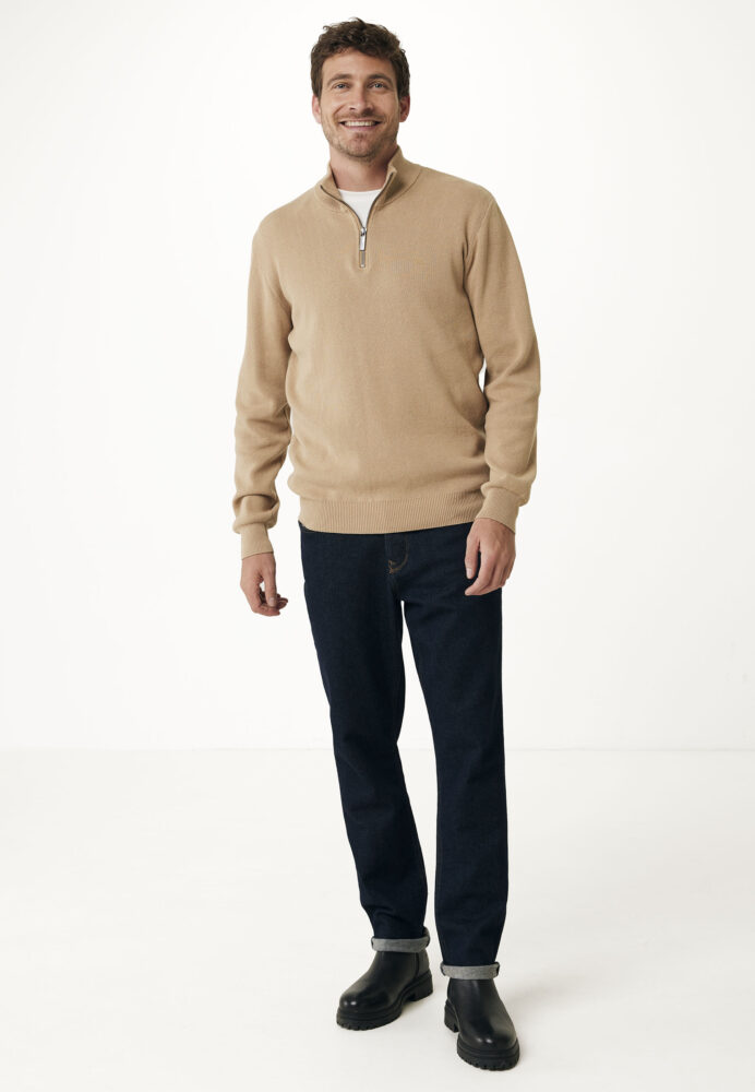 Mexx Ανδρικό Πουλόβερ με Μισό Φερμουάρ Mπεζ - Image 2