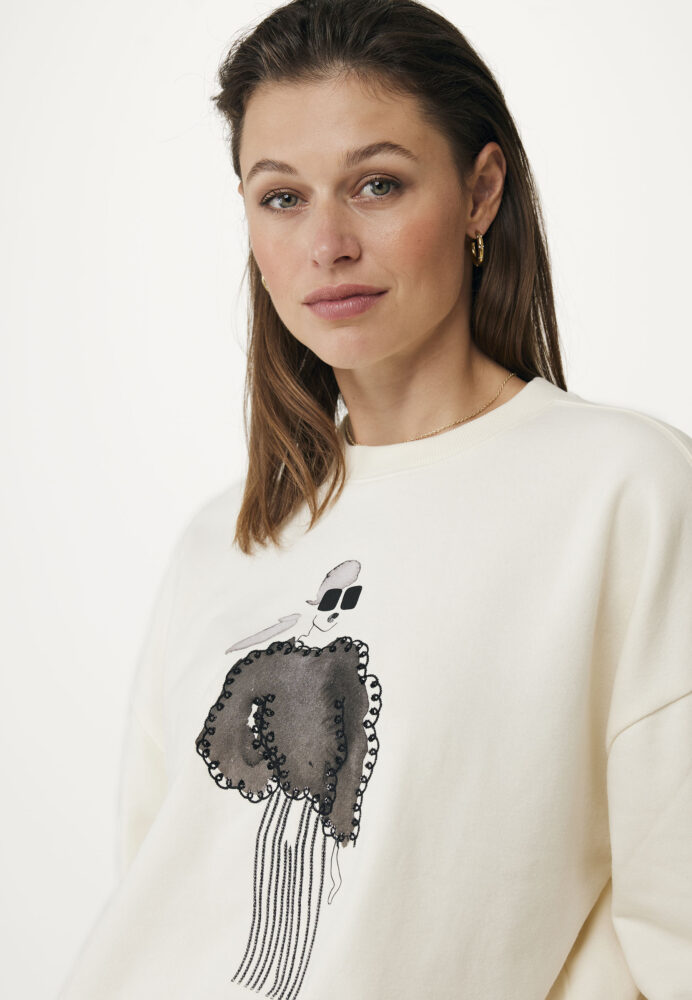 Mexx Γυναικείο Φούτερ Εκρού με Στάμπα - Image 4