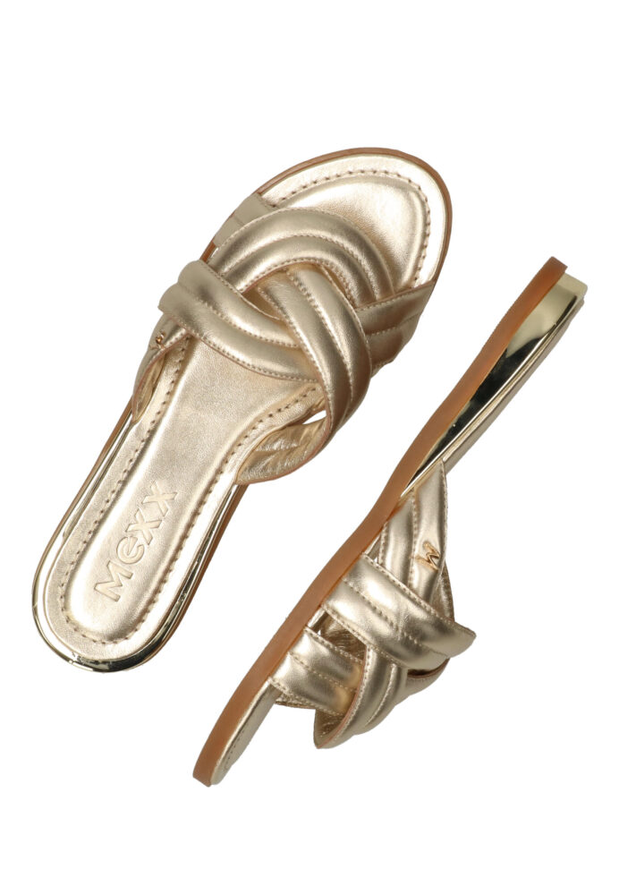 Mexx Γυναικεία Δερμάτινα Σανδάλια Νatalya Χρυσά - Image 3