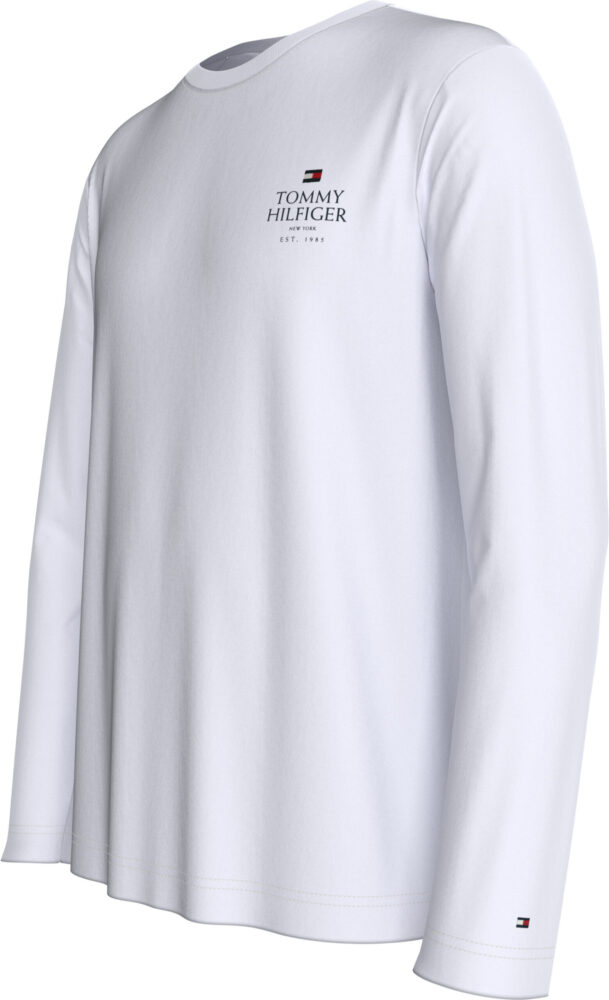 Tommy Hilfiger Ανδρική Άσπρη Βαμβακερή Μακρυμάνικη Μπλούζα με λογότυπο στο πλάι - Image 3