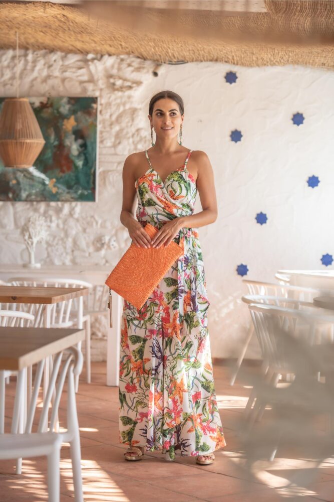 Sunset and Moon Πολύχρωμο Maxi Κρουαζέ Πολύχρωμο Φόρεμα - Image 7