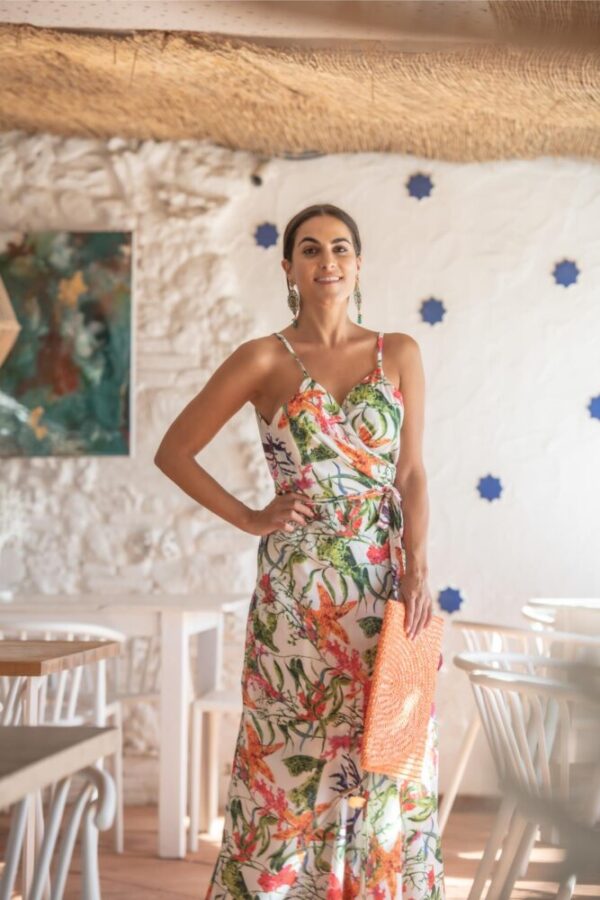 Sunset and Moon  Πολύχρωμο Maxi Κρουαζέ Πολύχρωμο Φόρεμα