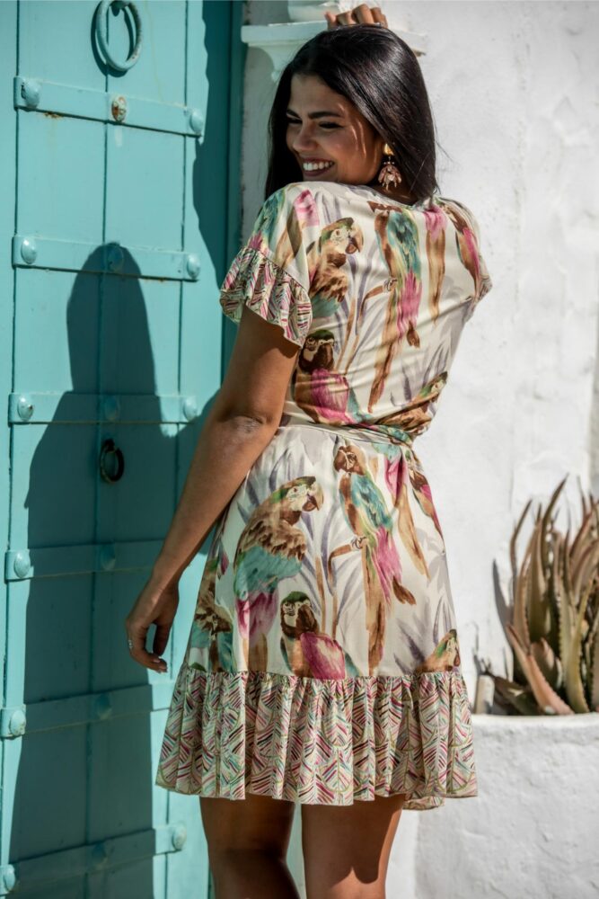 Sunset and Moon Midi Κρουαζέ Φόρεμα με βολάν στα μανίκια - Image 5