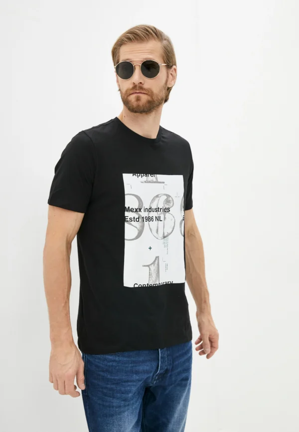 Mexx T-Shirt Μαύρο με Λαιμόκοψη και Στάμπα
