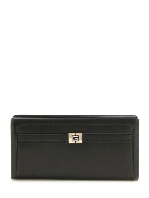 Guess Μεγάλο Δερμάτινο Γυναικείο Πορτοφόλι Mαύρο