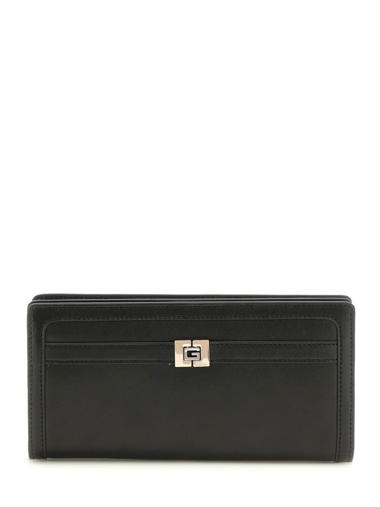 Guess Μεγάλο Δερμάτινο Γυναικείο Πορτοφόλι Mαύρο
