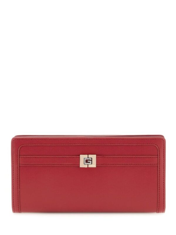 Guess Μεγάλο Δερμάτινο Γυναικείο Πορτοφόλι Κόκκινο Σκούρο